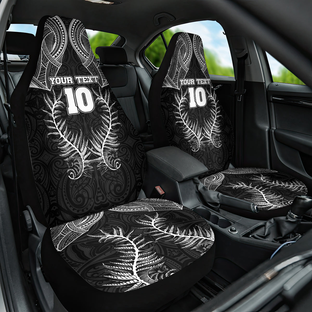 Custom New Zealand Rugby Car Seat Cover Aotearoa Champion Cup History with Silver Fern LT03 One Size Black - Polynesian Pride