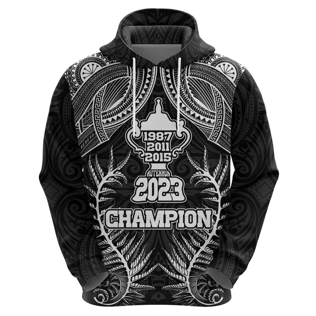 Custom New Zealand Rugby Hoodie Aotearoa Champion Cup History with Silver Fern LT03 - Polynesian Pride