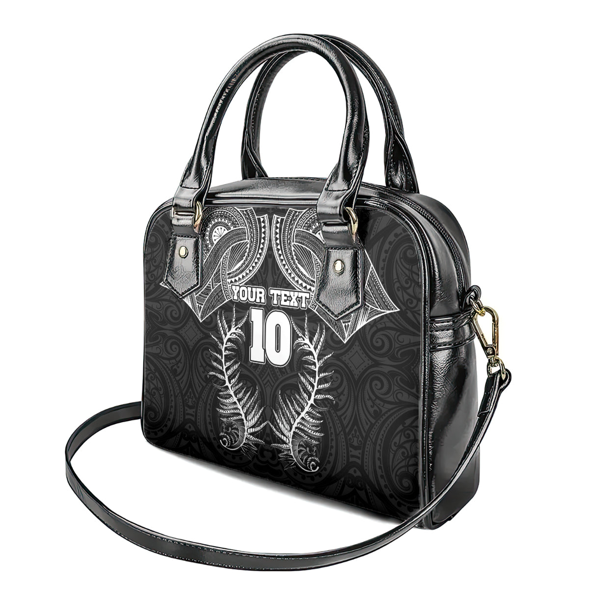 Custom New Zealand Rugby Shoulder Handbag Aotearoa Champion Cup History with Silver Fern LT03 - Polynesian Pride