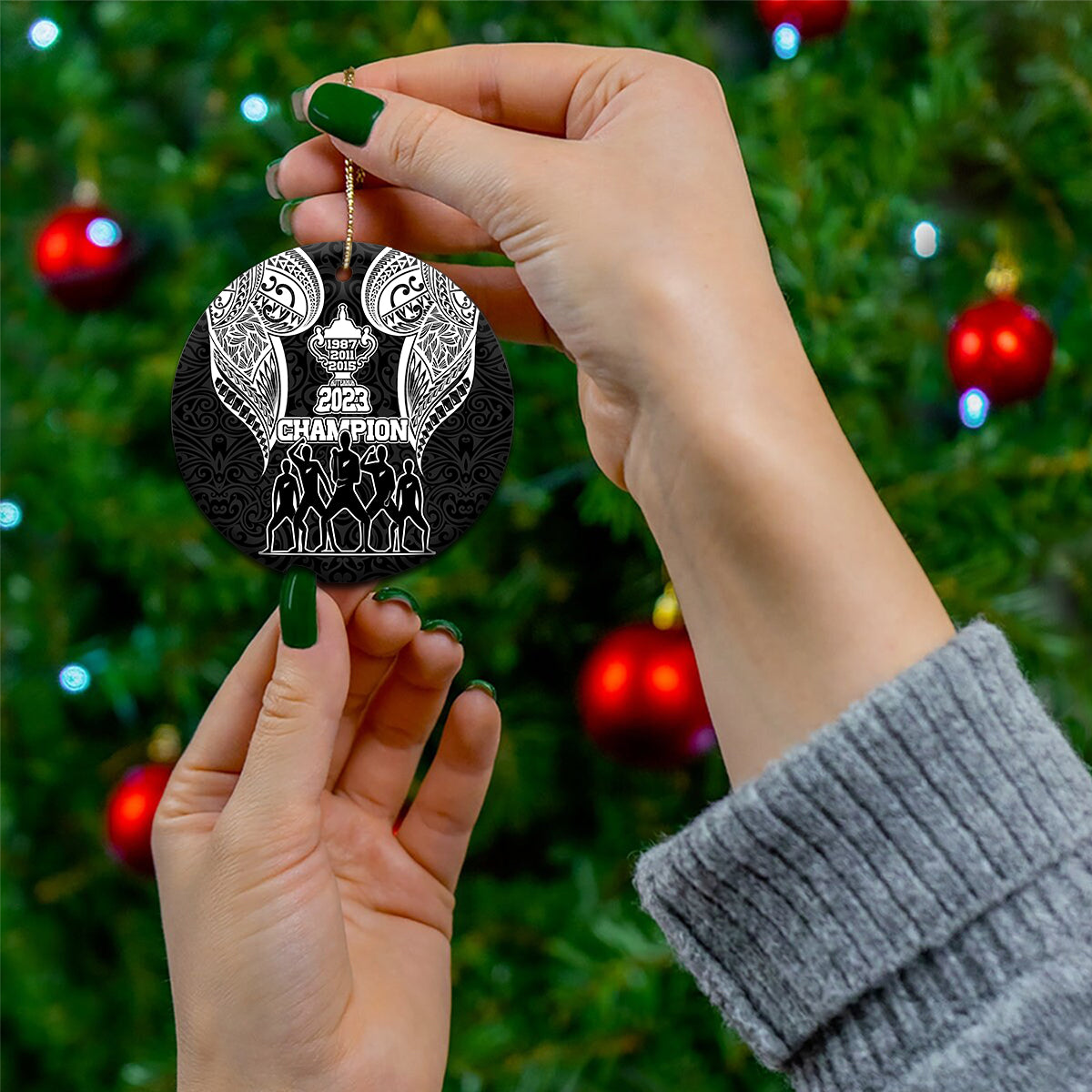 New Zealand Rugby Ceramic Ornament Aotearoa Champion Cup History with Haka Dance LT03 - Polynesian Pride