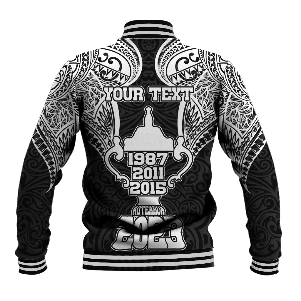 Personalised New Zealand Rugby Baseball Jacket Aotearoa Champion Cup History with Haka Dance LT03 - Polynesian Pride