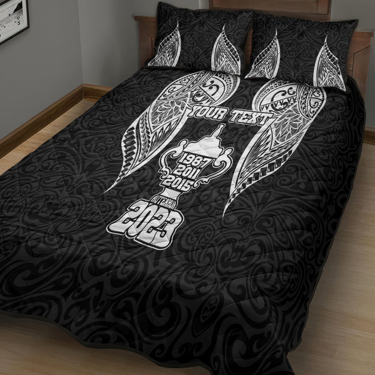 Personalised New Zealand Rugby Quilt Bed Set Aotearoa Champion Cup History with Haka Dance LT03 - Polynesian Pride
