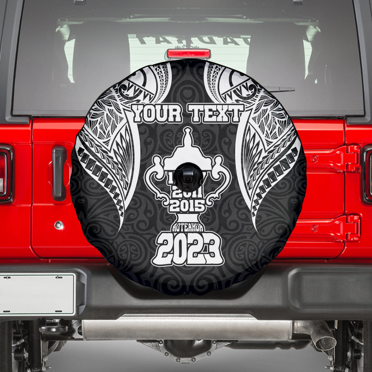 Personalised New Zealand Rugby Spare Tire Cover Aotearoa Champion Cup History with Haka Dance LT03 - Polynesian Pride