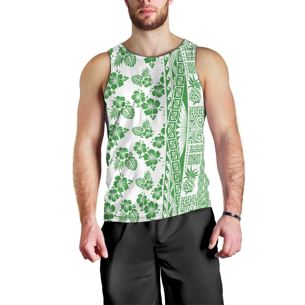 Hawaii Men Tank Top Aloha Tropical Plants Tribal Pattern Green Version LT03 - Polynesian Pride