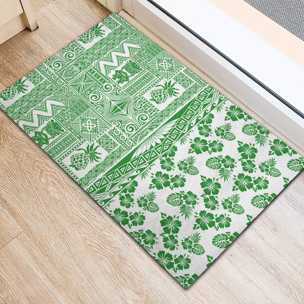 Hawaii Rubber Doormat Aloha Tropical Plants Tribal Pattern Green Version LT03 - Polynesian Pride
