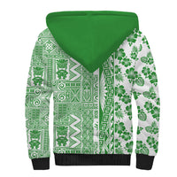 Hawaii Sherpa Hoodie Aloha Tropical Plants Tribal Pattern Green Version LT03 - Polynesian Pride