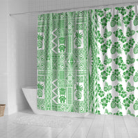 Hawaii Shower Curtain Aloha Tropical Plants Tribal Pattern Green Version LT03 - Polynesian Pride