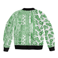 Hawaii Sleeve Zip Bomber Jacket Aloha Tropical Plants Tribal Pattern Green Version LT03 - Polynesian Pride