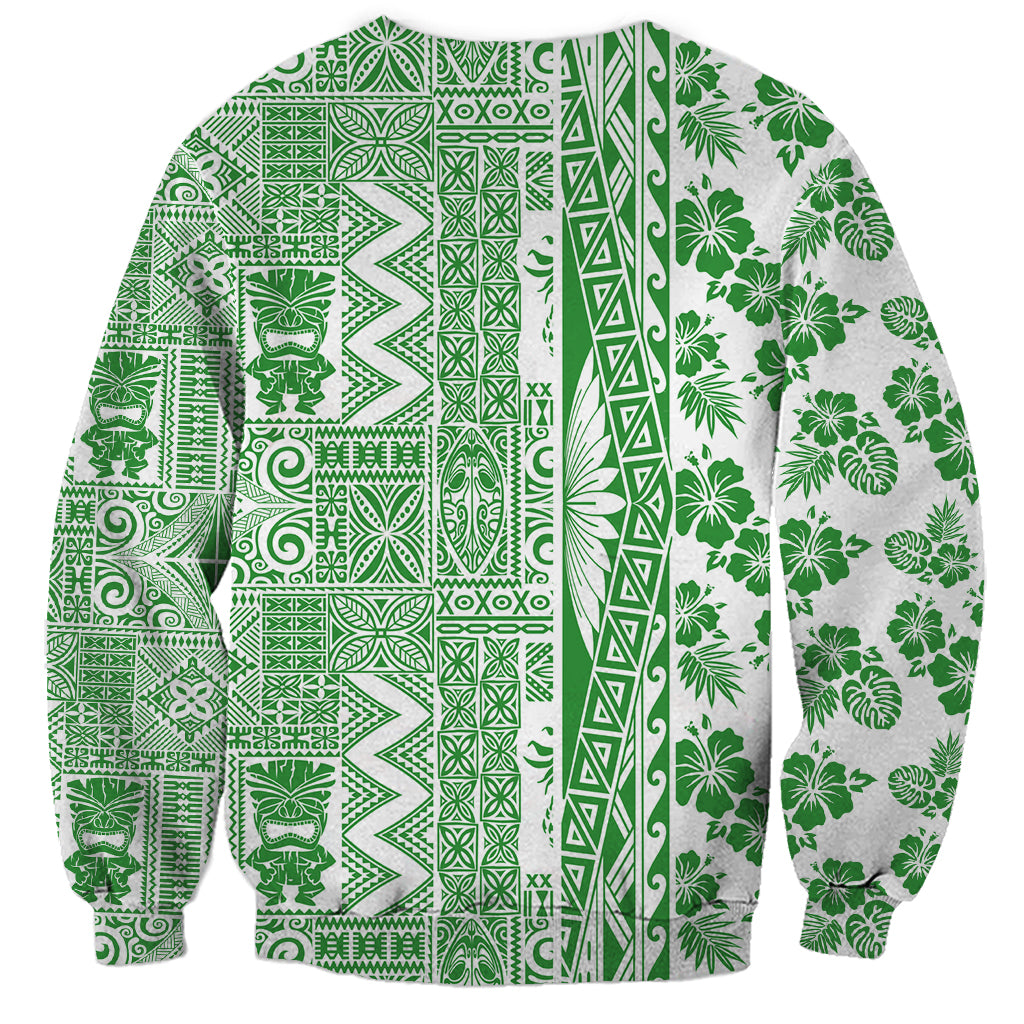Hawaii Sweatshirt Aloha Tropical Plants Tribal Pattern Green Version LT03 - Polynesian Pride