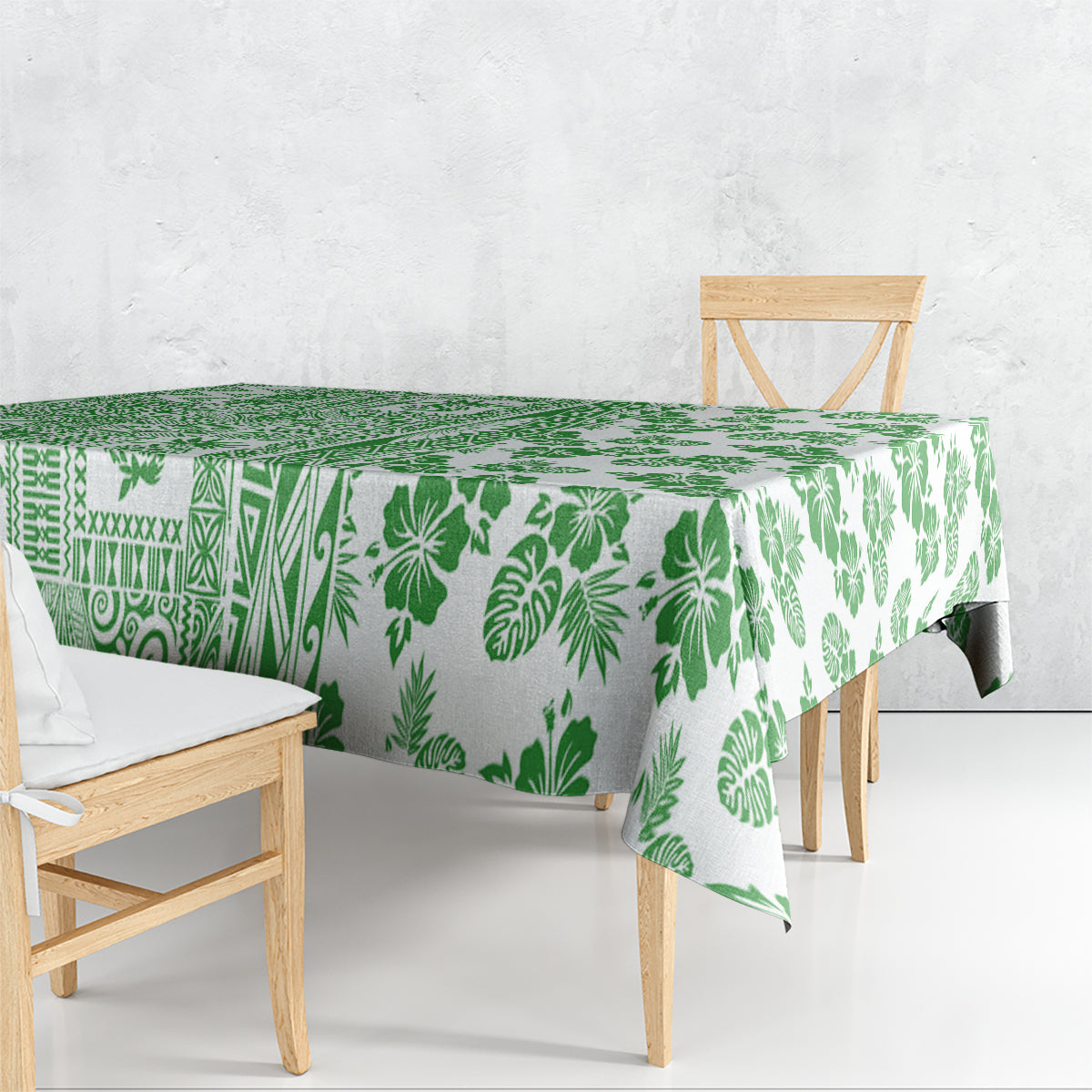 Hawaii Tablecloth Aloha Tropical Plants Tribal Pattern Green Version LT03 - Polynesian Pride