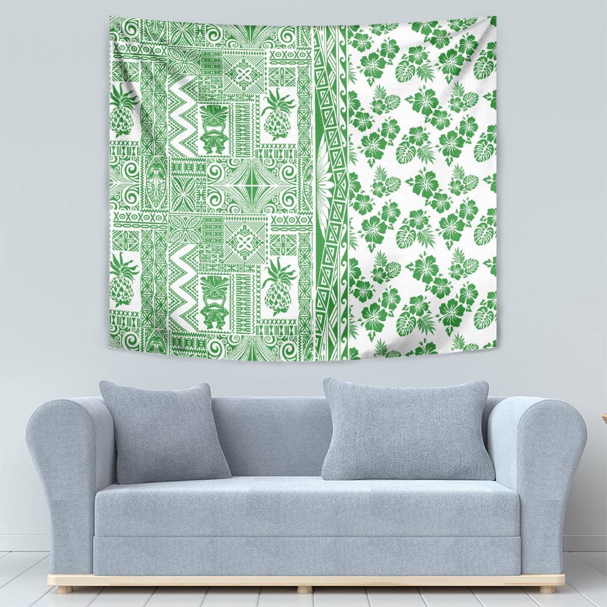 Hawaii Tapestry Aloha Tropical Plants Tribal Pattern Green Version LT03 - Polynesian Pride