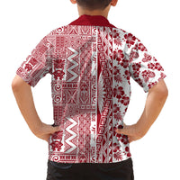 Hawaii Kid Hawaiian Shirt Aloha Tropical Plants Tribal Pattern Red Version LT03 - Polynesian Pride