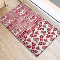 Hawaii Rubber Doormat Aloha Tropical Plants Tribal Pattern Red Version LT03 - Polynesian Pride