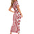 Hawaii Short Sleeve Bodycon Dress Aloha Tropical Plants Tribal Pattern Red Version LT03 - Polynesian Pride