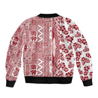 Hawaii Sleeve Zip Bomber Jacket Aloha Tropical Plants Tribal Pattern Red Version LT03 - Polynesian Pride