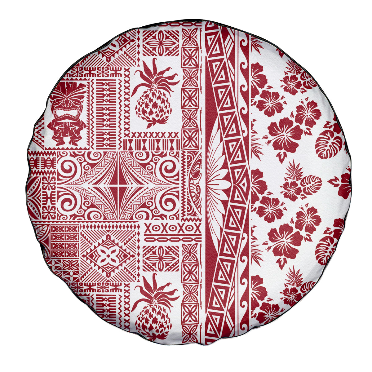 Hawaii Spare Tire Cover Aloha Tropical Plants Tribal Pattern Red Version LT03 - Polynesian Pride