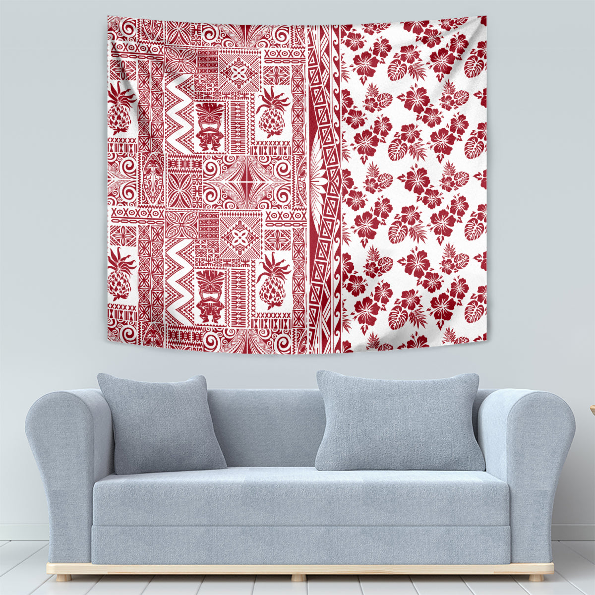 Hawaii Tapestry Aloha Tropical Plants Tribal Pattern Red Version LT03 - Polynesian Pride