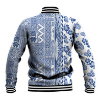 Hawaii Baseball Jacket Aloha Tropical Plants Tribal Pattern Blue Version LT03 - Polynesian Pride