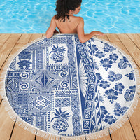 Hawaii Beach Blanket Aloha Tropical Plants Tribal Pattern Blue Version LT03 - Polynesian Pride