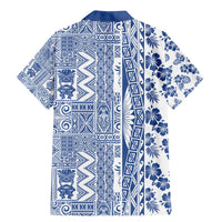 Hawaii Family Matching Mermaid Dress and Hawaiian Shirt Aloha Tropical Plants Tribal Pattern Blue Version LT03 - Polynesian Pride