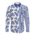 Hawaii Long Sleeve Button Shirt Aloha Tropical Plants Tribal Pattern Blue Version LT03 Unisex Blue - Polynesian Pride