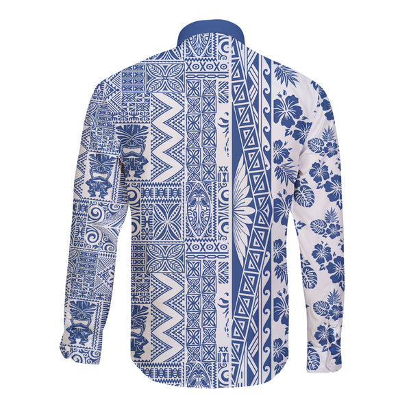 Personalized Hawaii Maui Long Sleeve Button Shirt Polynesian Fish Hook Hibiscus Green Version LT05 main image 1
