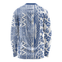Hawaii Long Sleeve Shirt Aloha Tropical Plants Tribal Pattern Blue Version LT03 - Polynesian Pride