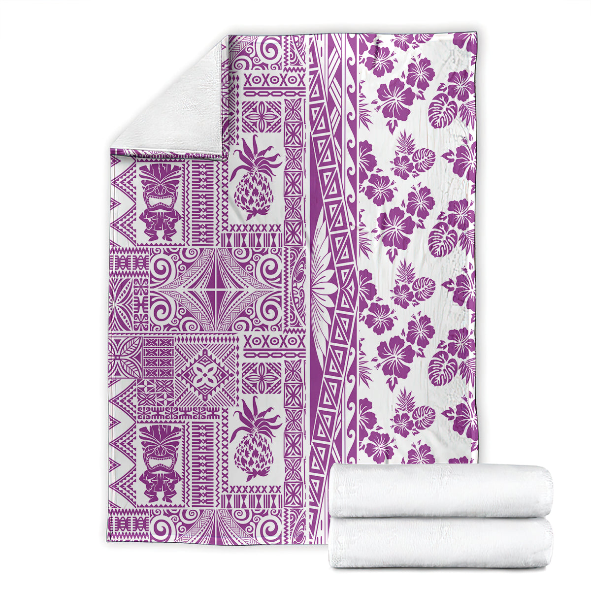 Hawaii Blanket Aloha Tropical Plants Tribal Pattern Pink Version LT03 - Polynesian Pride