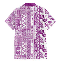 Hawaii Family Matching Mermaid Dress and Hawaiian Shirt Aloha Tropical Plants Tribal Pattern Pink Version LT03 - Polynesian Pride