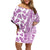 Hawaii Family Matching Off Shoulder Short Dress and Hawaiian Shirt Aloha Tropical Plants Tribal Pattern Pink Version LT03 Mom's Dress Pink - Polynesian Pride