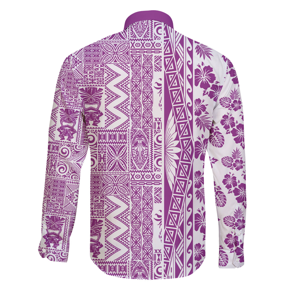 Hawaii Family Matching Tank Maxi Dress and Hawaiian Shirt Aloha Tropical Plants Tribal Pattern Pink Version LT03 - Polynesian Pride