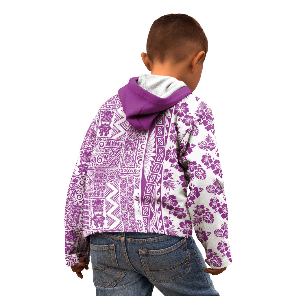 Hawaii Kid Hoodie Aloha Tropical Plants Tribal Pattern Pink Version LT03 - Polynesian Pride