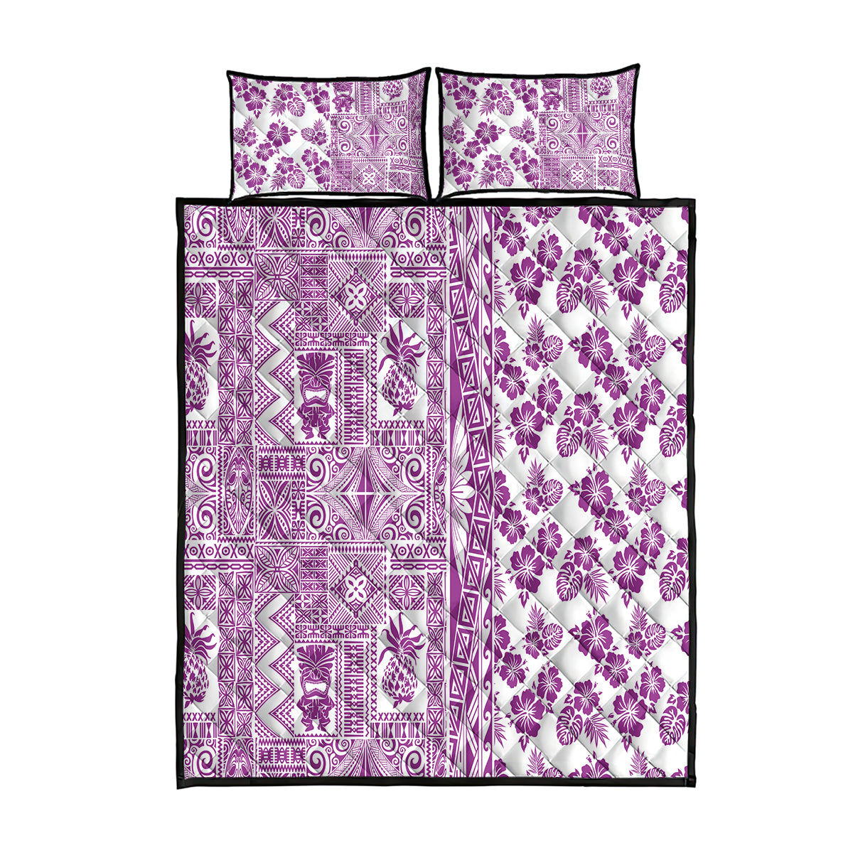 Hawaii Quilt Bed Set Aloha Tropical Plants Tribal Pattern Pink Version LT03 Pink - Polynesian Pride