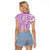 Hawaii Raglan Cropped T Shirt Aloha Tropical Plants Tribal Pattern Pink Version LT03 - Polynesian Pride
