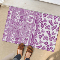 Hawaii Rubber Doormat Aloha Tropical Plants Tribal Pattern Pink Version LT03 - Polynesian Pride
