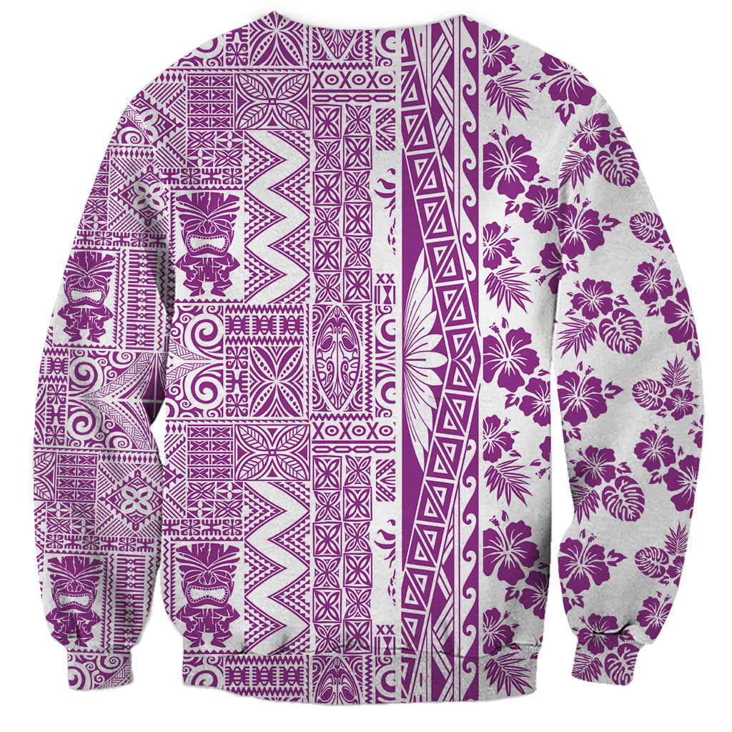 Hawaii Sweatshirt Aloha Tropical Plants Tribal Pattern Pink Version LT03 - Polynesian Pride