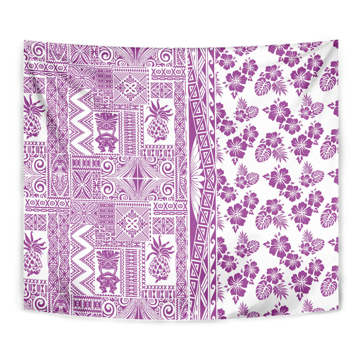 Hawaii Tapestry Aloha Tropical Plants Tribal Pattern Pink Version LT03 - Polynesian Pride