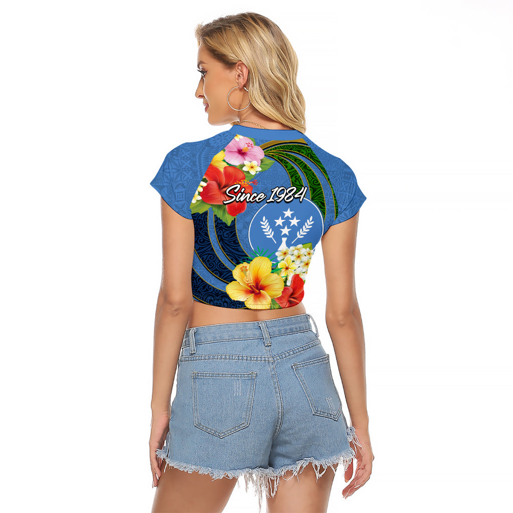 Kosrae Constitution Day Raglan Cropped T Shirt Hibiscus Mix Maori Tattoo Pattern LT03 - Polynesian Pride