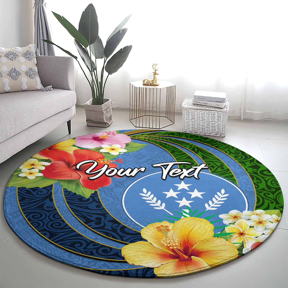 Kosrae Round Carpet Hibiscus Mix Maori Tattoo Pattern LT03 - Polynesian Pride