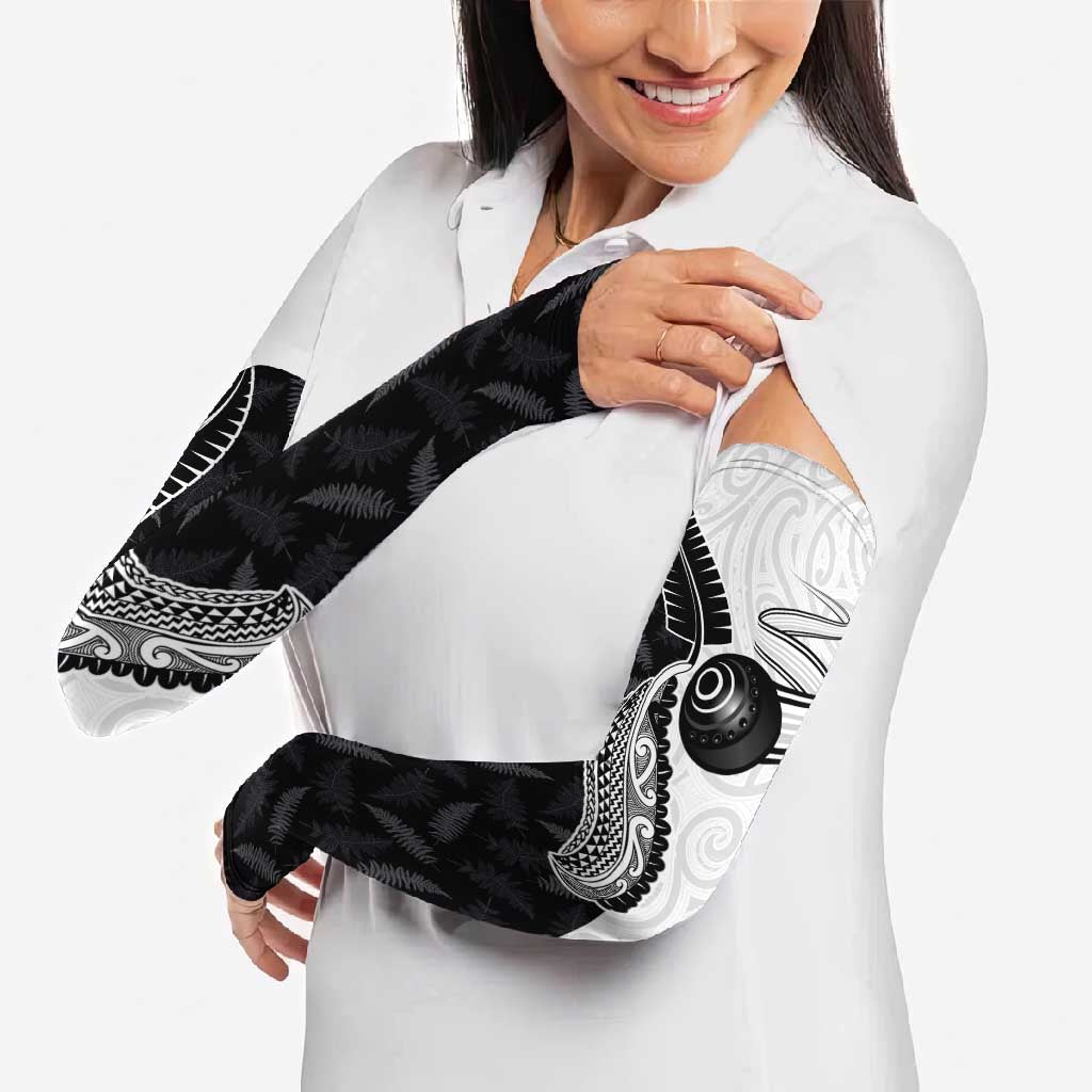 Personalised Aotearoa Lawn Bowls Arm Sleeves Maori and Silver Fern Half Style - Polynesian Pride