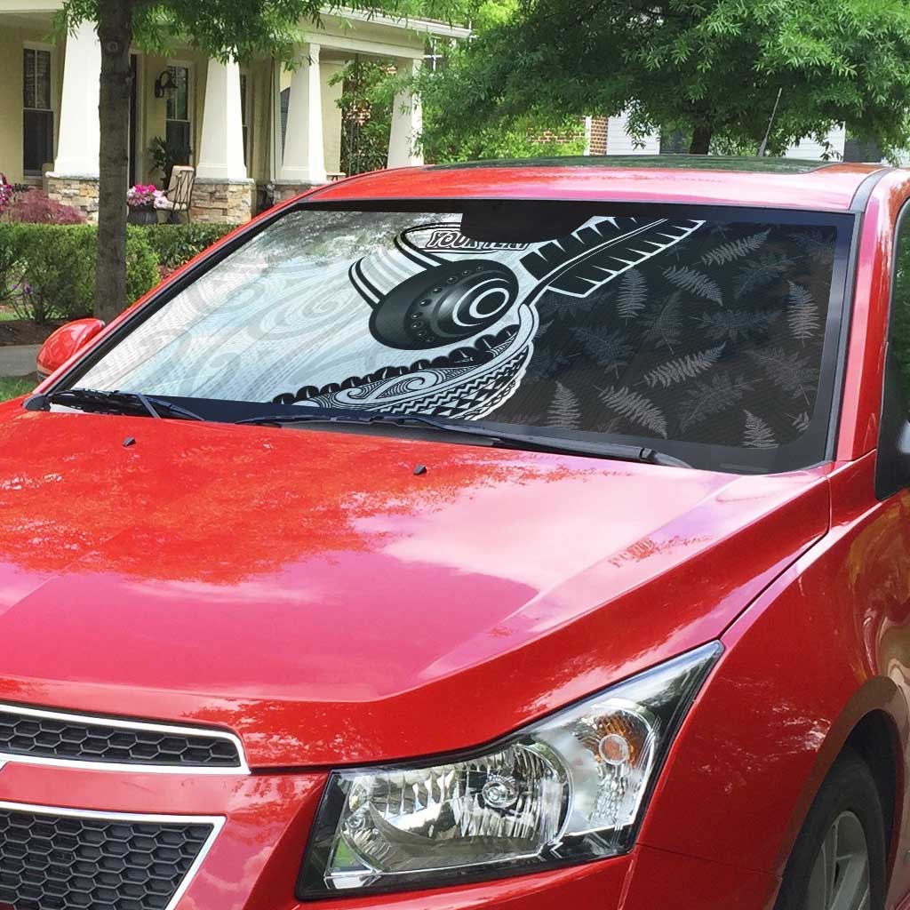 Personalised Aotearoa Lawn Bowls Auto Sun Shade Maori and Silver Fern Half Style - Polynesian Pride