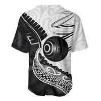 Personalised Aotearoa Lawn Bowls Baseball Jersey Maori and Silver Fern Half Style - Polynesian Pride