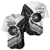 Personalised Aotearoa Lawn Bowls Baseball Jersey Maori and Silver Fern Half Style - Polynesian Pride