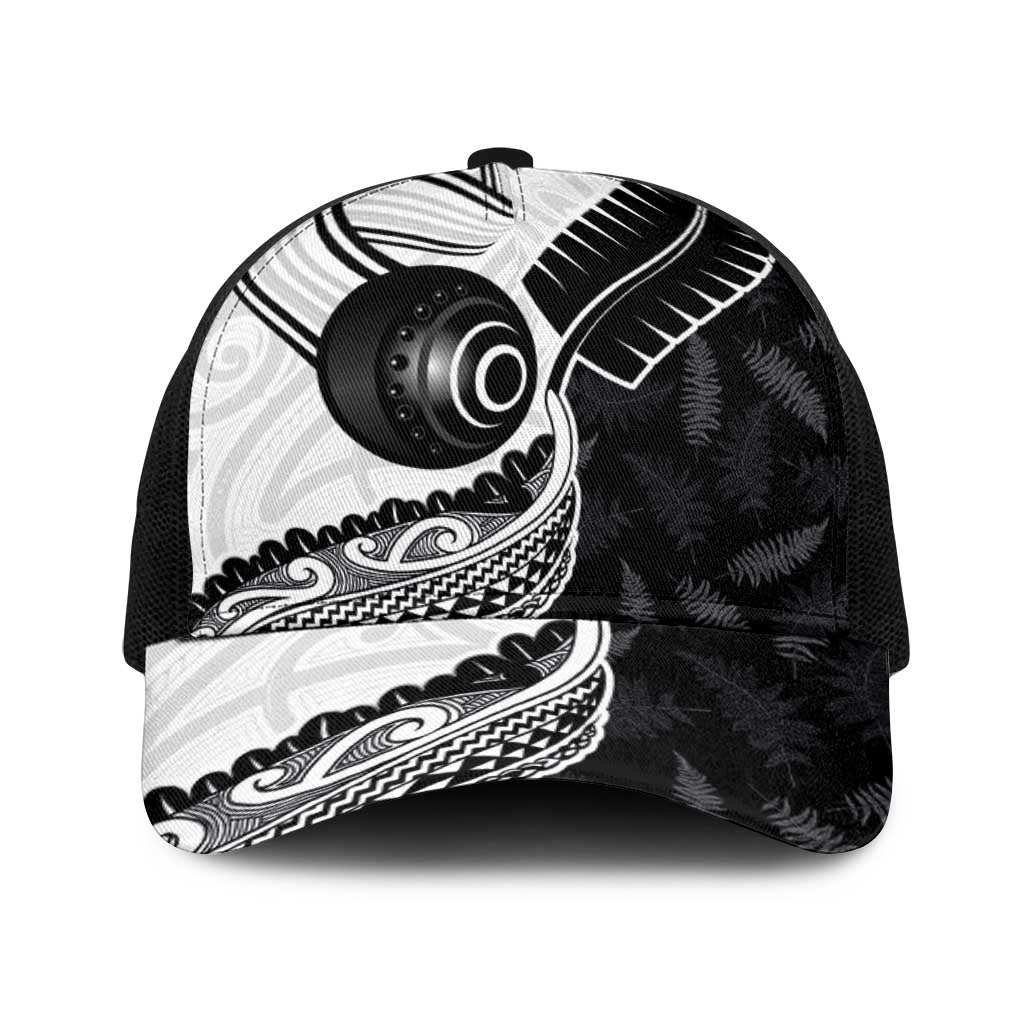 Aotearoa Lawn Bowls Baseball Net Cap Maori and Silver Fern Half Style - Polynesian Pride