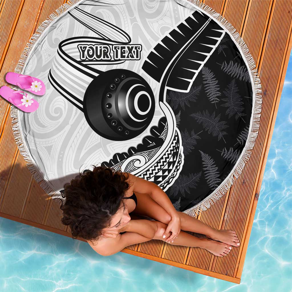 Personalised Aotearoa Lawn Bowls Beach Blanket Maori and Silver Fern Half Style - Polynesian Pride
