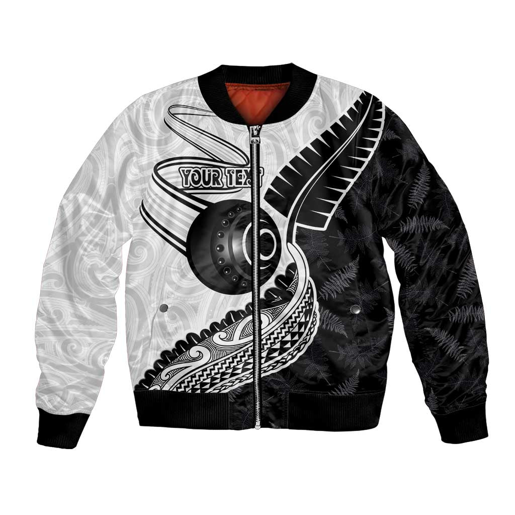 Personalised Aotearoa Lawn Bowls Bomber Jacket Maori and Silver Fern Half Style LT03 Unisex White - Polynesian Pride