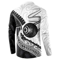 Personalised Aotearoa Lawn Bowls Button Sweatshirt Maori and Silver Fern Half Style - Polynesian Pride