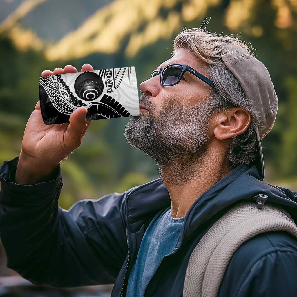 Personalised Aotearoa Lawn Bowls 4 in 1 Can Cooler Tumbler Maori and Silver Fern Half Style - Polynesian Pride