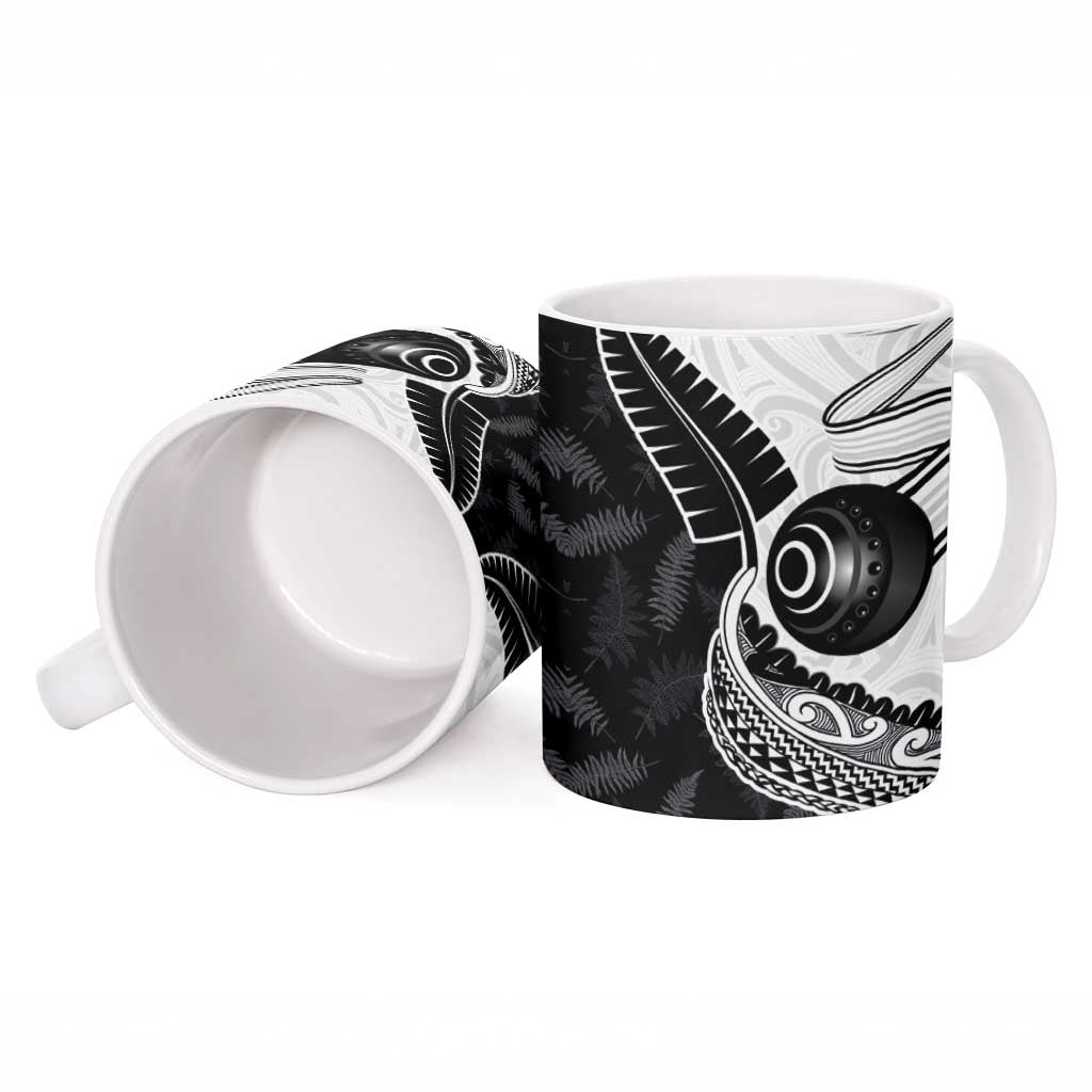 Personalised Aotearoa Lawn Bowls Ceramic Mug Maori and Silver Fern Half Style - Polynesian Pride