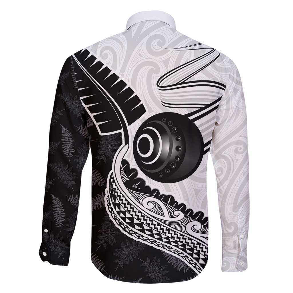 Personalised Aotearoa Lawn Bowls Family Matching Long Sleeve Bodycon Dress and Hawaiian Shirt Maori and Silver Fern Half Style - Polynesian Pride